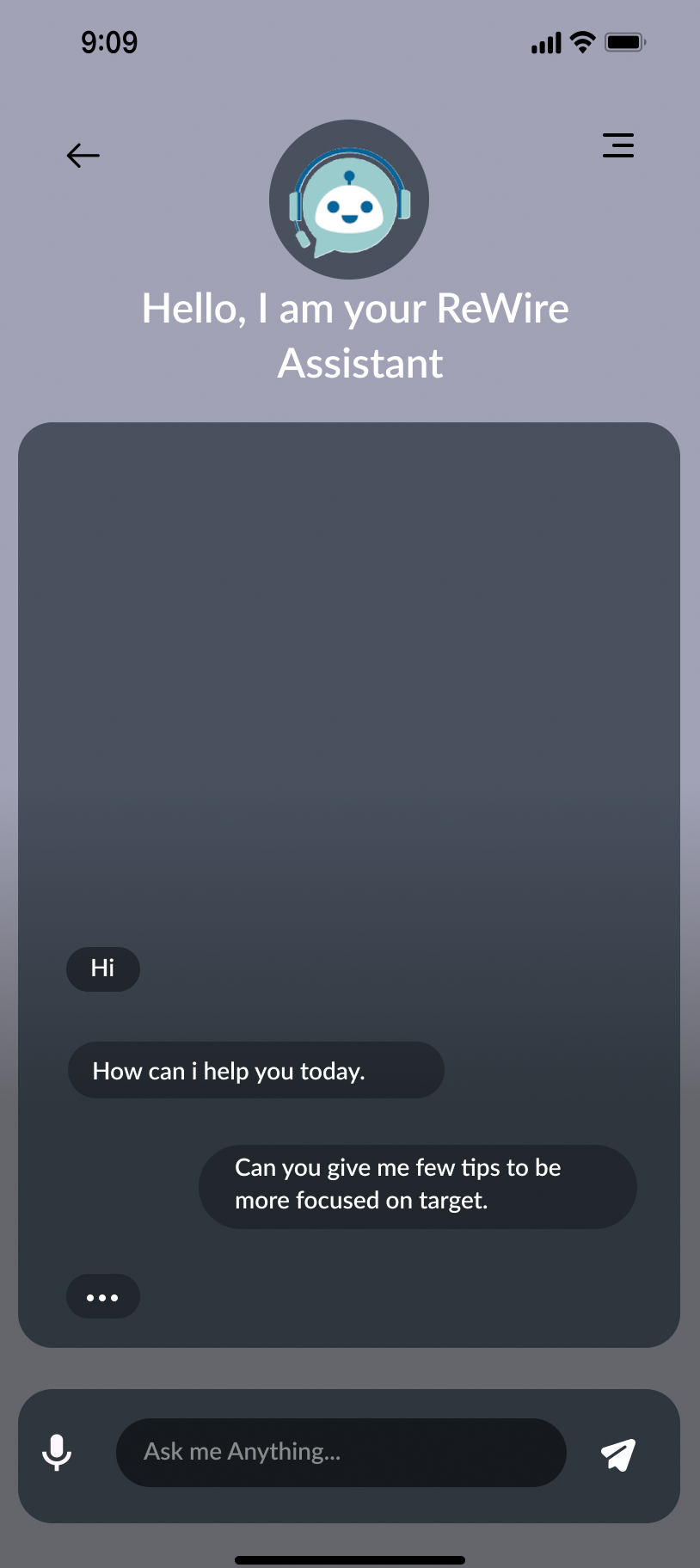 Rewire AI assistant chat interface